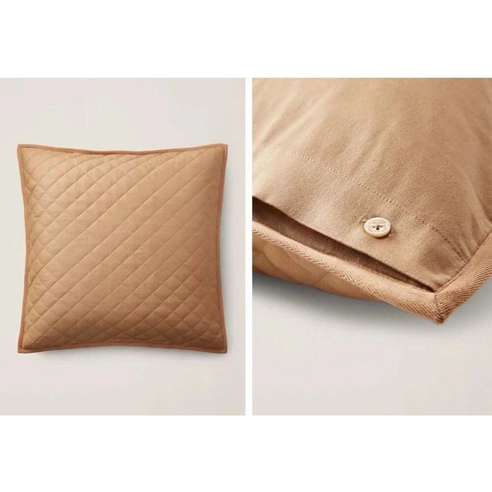 NWT Ralph Lauren Cromwell Modern Equestrian European Sham Camel Quilted 26x26